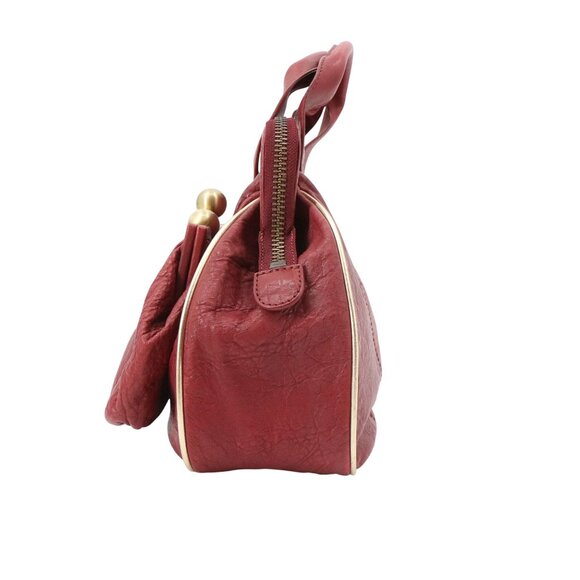 Betsey Johnson Y2K Vintage Deep Red Leather Satchel Tote Bag Purse Rare HTF - Picture 5 of 12